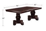 Espresso Brown 9 Piece Dining Room Set, Rectangle Table, 2 Arm Chairs, 6 Armless Chairs with 2x Leaf and Double Pedestal Base