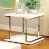 Contemporary Style White End Table, Open Bottom Shelf with Silver Chrome Frame and High Gloss Lacquer Coated Finish
