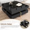 ON-TREND Modern High Gloss Black Coffee Table with 4 Drawers