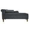 Navy Blue Velvet Chaise Lounge Chair with Hidden Storage Compartment, Matching Pillow and Nailhead Trim
