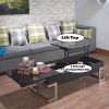 Calmam Black High Gloss Lift Top Coffee Table with Chrome Finish and Hidden Storage