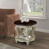 3 Piece Coffee Table Set with Antique Design, Floral Carvings, Chip Distressed Look and Two Tone Finish