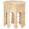 Handcarved Design Solid Mango Wood End Table