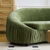92” Modern Design Curved Shaped Sofa Couch with Green Pleated Upholstered Fabric and Spacious Seating
