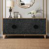 Black Sideboard Cabinet with Carved Symmetrical Design Doors and Adjustable Shelves