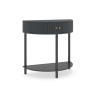 Artisan-Crafted Wave-Pattern Demi-Lune Console Table with Unique Half Moon Design, 2 Drawers, and Open Bottom Shelf