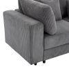 105'' Gray Corduroy 3 Seater Sofa with Removable Back Cushions and 5 Matching Pillows
