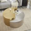 Ying Yang Modern & Contemporary Style 2 Piece Coffee Table with Iron Sheet Frame and Gold & Silver Finish