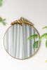 36" x 41" Large Round Wall Mirror with Gold Metal Frame and Intricate Leaf Like Adornment Design Top