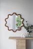 31" x 30" Wooden Accent Mirror with Unique Wavy Frame