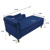 Navy Blue Velvet Chaise Lounge Chair with Hidden Storage Compartment, Matching Pillow and Nailhead Trim