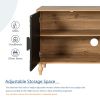 Black Sideboard Cabinet with Carved Symmetrical Design Doors and Adjustable Shelves
