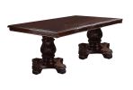 Espresso Brown 9 Piece Dining Room Set, Rectangle Table, 2 Arm Chairs, 6 Armless Chairs with 2x Leaf and Double Pedestal Base