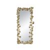 60.8” Full Length Rectangle Mirror with Golden Leaf Accents and Detailed Craftsmanship