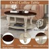 3 Piece Coffee Table Set with Antique Design, Floral Carvings, Chip Distressed Look and Two Tone Finish