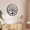 27” Black Tree of Life Decorative Metal Wall Clock with Non-Ticking Quartz Movement and Easy to Read Roman Numerals