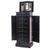 Jewelry Armoire with Mirror, 7 Drawers, 24 Necklace Hooks and 2 Side Swing Doors