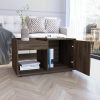 Tualatin 2-Shelf Coffee Table with 2 Open Shelves and Single Door For Hidden Storage