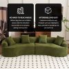 110” 4 Seater Green Sofa with 4 Matching Pillows and Chenille Fabric