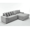 L Shaped Gray Corduroy Sofa with Right Chaise Daybed, Left Double Seat, Wide Padded Armrests and 8 Matching Throw Pillows