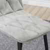 Set of 4, Gray Modern Suede Fabric Dining Room Chairs with Button Tufted Diamond Shape Design