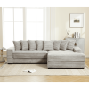 L Shaped Gray Corduroy Sofa with Right Chaise Daybed, Left Double Seat, Wide Padded Armrests and 8 Matching Throw Pillows