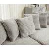 L Shaped Gray Corduroy Sofa with Right Chaise Daybed, Left Double Seat, Wide Padded Armrests and 8 Matching Throw Pillows
