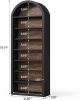 8 Tier Arched Bookshelf with Two Tone Color and Closed Back Design