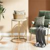 Modern Sofa Side End Table with Gold O-Shaped Base and White Faux Marble Tabletop