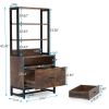 2 Drawer File Cabinet with Bookshelves and Lock