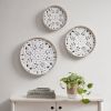 Set of 3, Distressed White Floral Carved Wood Wall Decor in 3 Different Sizes