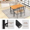 5 Piece Dining Set with 1 Rectangle Wooden Table and 4 High Backrest Cushioned Chairs