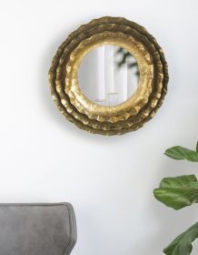16" Round Wall Mirror with Gold Metal Frame and Mid-Century Design