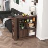 360° Rotating Top Modern Bar Cabinet with Storage Compartments