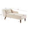 Beige Velvet Modern Chaise Lounge Chair with Removable Pillow and Tilted Backrest & Curved Armrests
