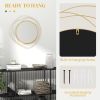 HOMCOM 25.6" Circle Wall Mirror with Gold Metal Asymmetrical Design