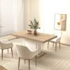 Rectangle Extendable Dining Table with Hidden Tabletop Storage for Leaf and Seats 6-10 People