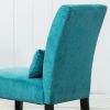 Pisano Teal Blue Armless Accent Chair with Matching Pillow, Chenille Fabric Upholstery  and Wooden Legs
