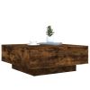 Smoked Oak Wood Coffee Table with LED Lights