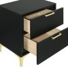 Black and Gold 2-Drawer Rectangular Nightstand