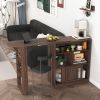 360° Rotating Top Modern Bar Cabinet with Storage Compartments