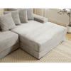 L Shaped Gray Corduroy Sofa with Right Chaise Daybed, Left Double Seat, Wide Padded Armrests and 8 Matching Throw Pillows