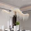 Dangling Wave Crystal Chandelier with 3 Adjustable Light Settings and Polished Chrome Finish