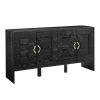 60" Mid Century Modern Sideboard Buffet Storage Cabinet with Fluted Diamond Geometric Design, 4 Doors and Adjustable Shelves