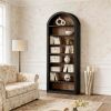 8 Tier Arched Bookshelf with Two Tone Color and Closed Back Design
