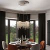 Exquisite Round Ceiling Chandelier, 3 Adjustable Light Settings, Adjustable Height Settings with Clear Octagonal Strings