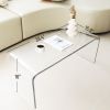 39.25” Clear Acrylic Coffee Table with Long Rectangle Shape and Waterfall Style Leg Design