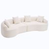 4 Seater White Sofa with Chenille Fabric and 4 Matching Pillows