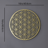 One Piece Metal Wall Decoration Ornament with Flower of Life Lotus Artwork Design and Gold Metal Finish