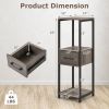 2 Piece 3 Tier Tall Metal Plant Display Stand with Drawer and Open Display Shelves